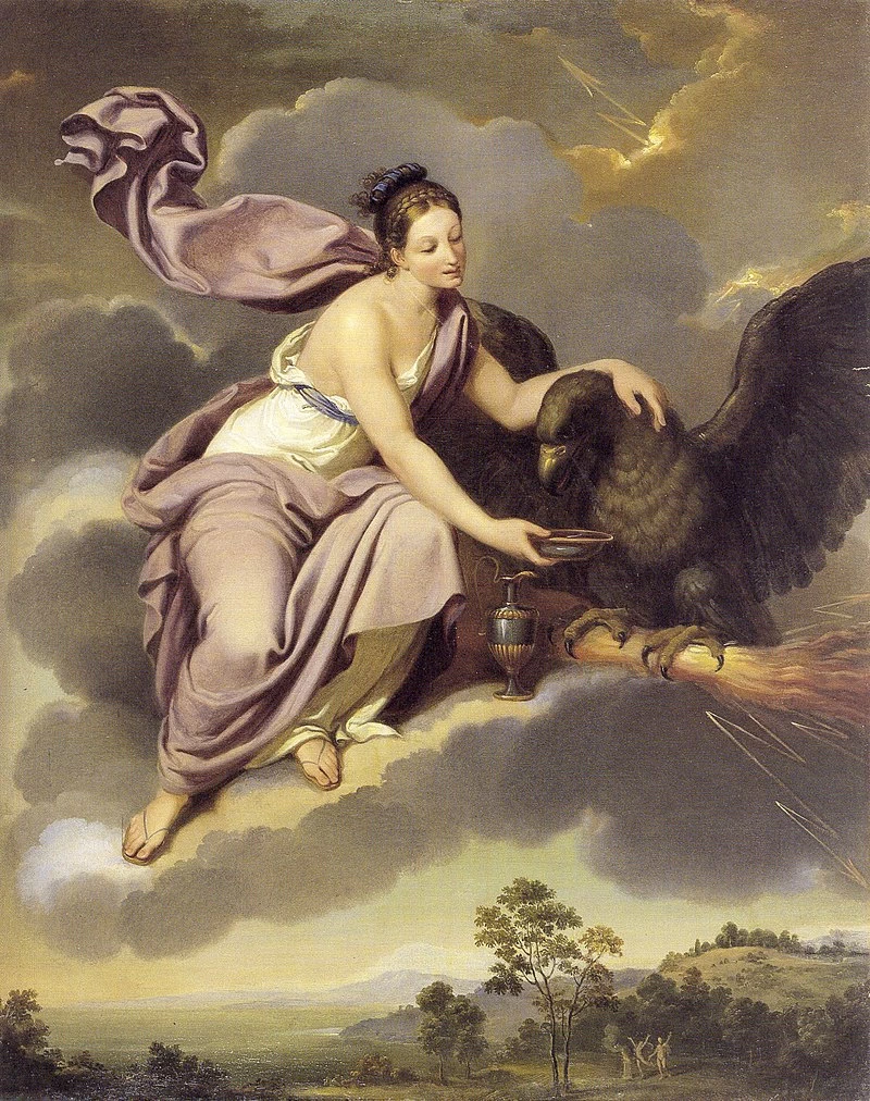 Ebe abbevera l'aquila di Giove
